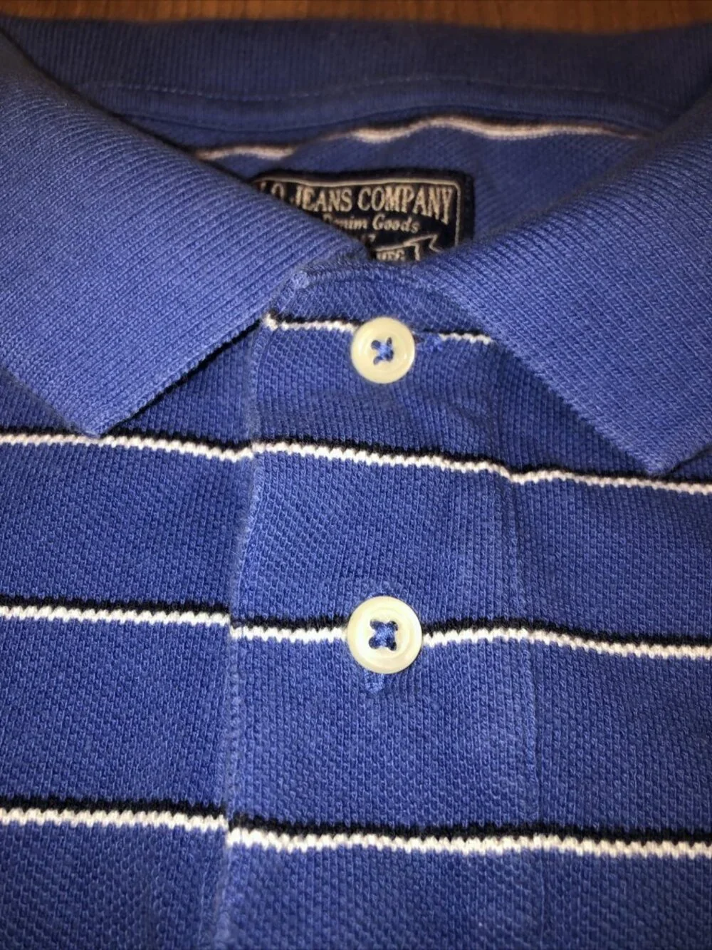 Vintage Polo Jeans Company Ralph Lauren Men's Polo Shirt Blue Striped Large